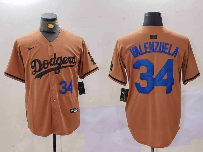 Men%27s Los Angeles Dodgers #34 Toro Valenzuela Number Olive Cool Base Limited Stitched Jerseys